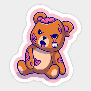 Cute Bear Zombie Cartoon Sticker